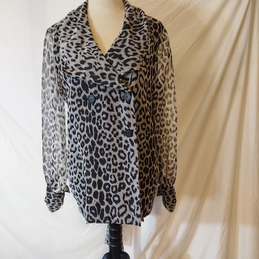 New York Extreme Cheetah /Animal Print Sheer Women's Top Size 14